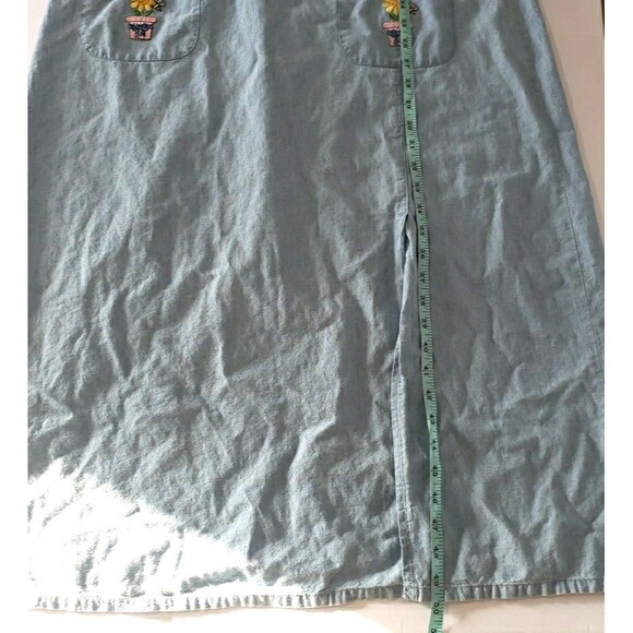 Vintage Blue J Denim Sleeveless Dress Farmhouse Flowerpot Country Modest Women L - Picture 9 of 10